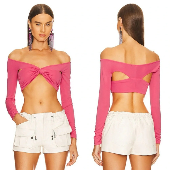 Dundas x Revolve Elowen Cropped Top in Hot Pink Size Medium - Picture 1 of 10